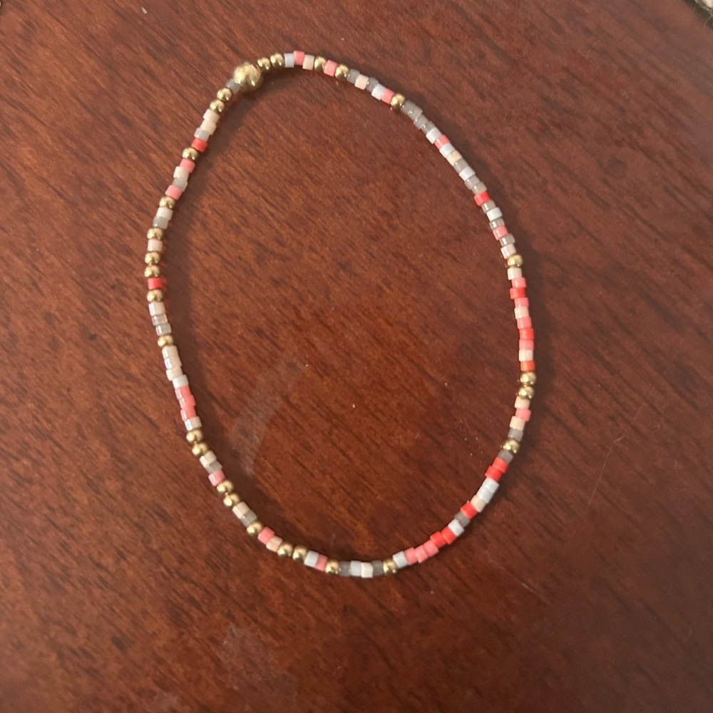 Enewton pink & Gold Seed Bead Stretch Bracelet